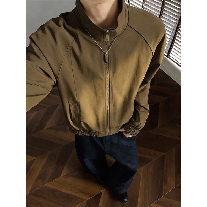 高品质春装新款老钱风美式高街解构立领棒球服飞行夹克休闲外套潮,男装夹克,电商A486