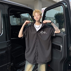 夏季薄款新款韩系青年翻领短袖衬衫男潮宽松防晒半袖衬衣C071/P35，男装衬衫，电商B209