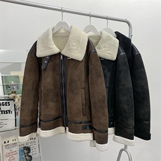 68802-P208羊羔毛外套男士秋季宽松皮毛一体男装加厚夹克棉袄男，男装夹克，电商D310B