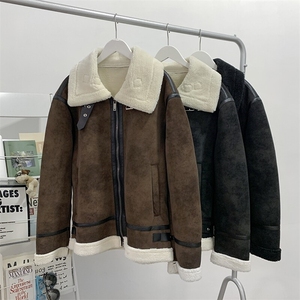 68802-P208羊羔毛外套男士秋季宽松皮毛一体男装加厚夹克棉袄男图片