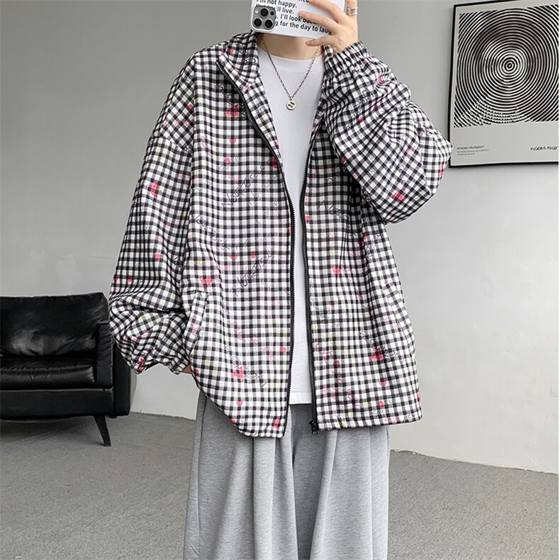 现货JK10068-特批55秋季大码灯芯印花高品质夹克外套宽松上衣,男装夹克,电商A059