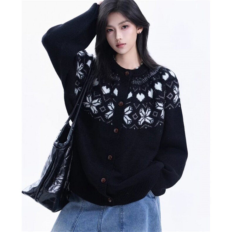 冬季拼色毛织长袖外套黑女红色毛针织衫时尚百搭休闲线衣M6633,男装针织衫/毛衣,星座1116A（原606A-3）