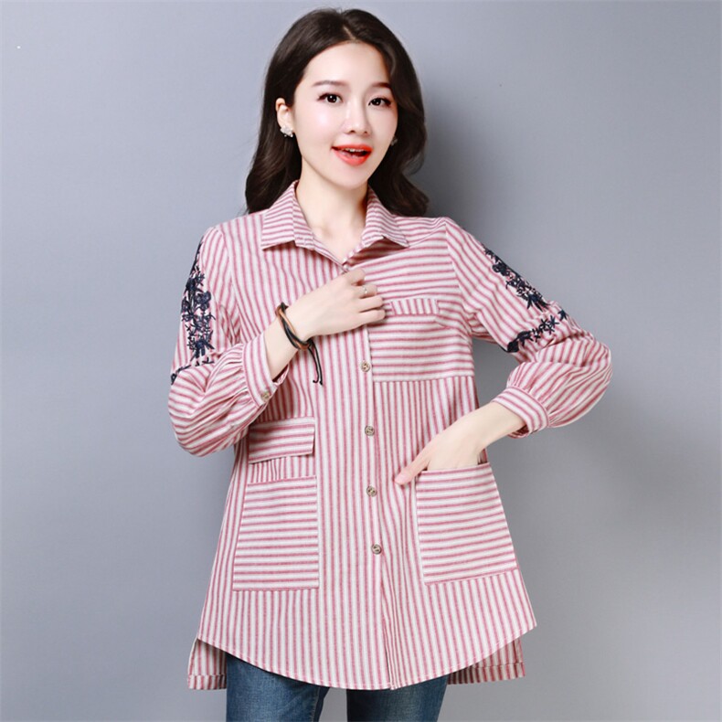2021年春季时尚衬衫潮流一字领排多扣长袖修身优雅，女装衬衫，丽影随形