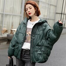 2020冬季新款时尚气质连帽羽绒服女短款宽松显瘦保暖外套，女装卫衣/绒衫，深水步