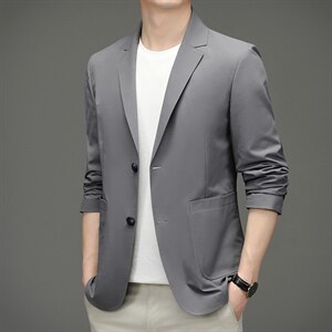 2023春夏季中年男士商务休闲免烫防晒服便西装纯色西服男装上衣图片