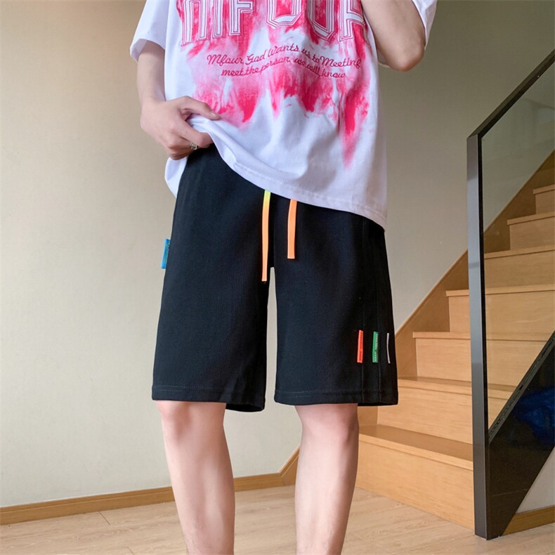 休闲短裤男韩版潮流贴标痞子帅气2024夏季新款ins五分裤K3763-P26,男装休闲裤,星座412-3