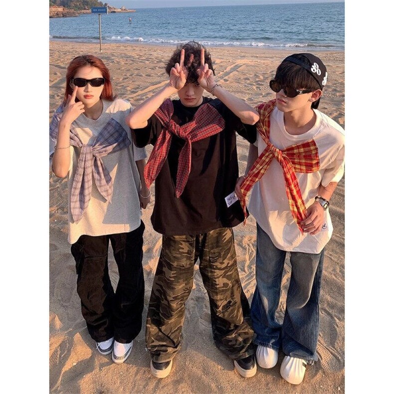 原版做工定标格子纯棉短袖ZX0274-特批35,男装T恤,星座313A(原308A-2)