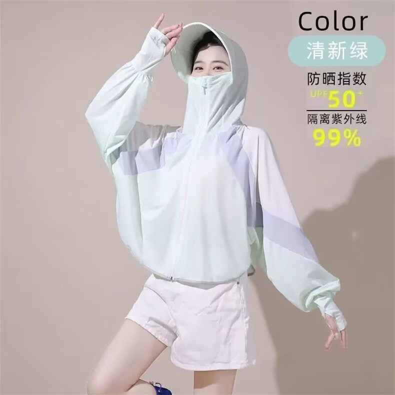 黑胶防晒衣女2025夏季UPF50+冰丝防紫外线透气骑车防晒服罩衫外套,男装风衣,星座1210-1