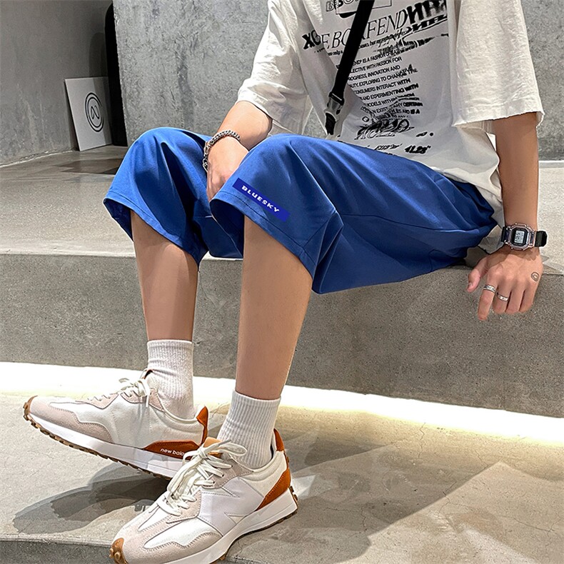 QK72202-P25冰丝七分裤男大码速干短裤男五分裤港风,男装休闲裤,电商A040