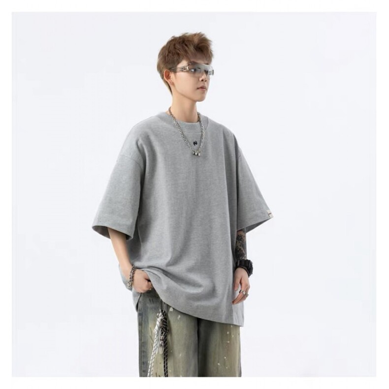 1506/QC15390/40重磅纯棉鲸鱼印花美式半袖休闲情侣T恤,男装T恤,星座1506