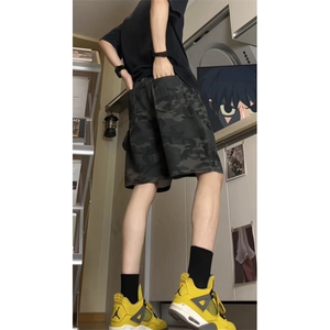 美式复古迷彩短裤 潮牌夏季薄高街休闲中裤hiphop五分裤GJ365 P40图片