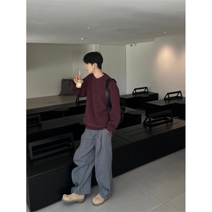 网图有货 纯色针织衫软糯圆领宽松百搭打底毛衣男 A144-P55图片
