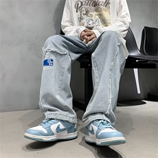 复古水洗百搭牛仔裤男士秋季直筒潮流宽松阔腿休闲长裤NZ119-P48，男装牛仔裤，星座1103-2