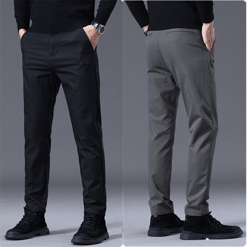 春秋款男士休闲裤纯色百搭弹力透气直筒裤舒适商务裤586现货外贸，男装休闲裤，星座224-1