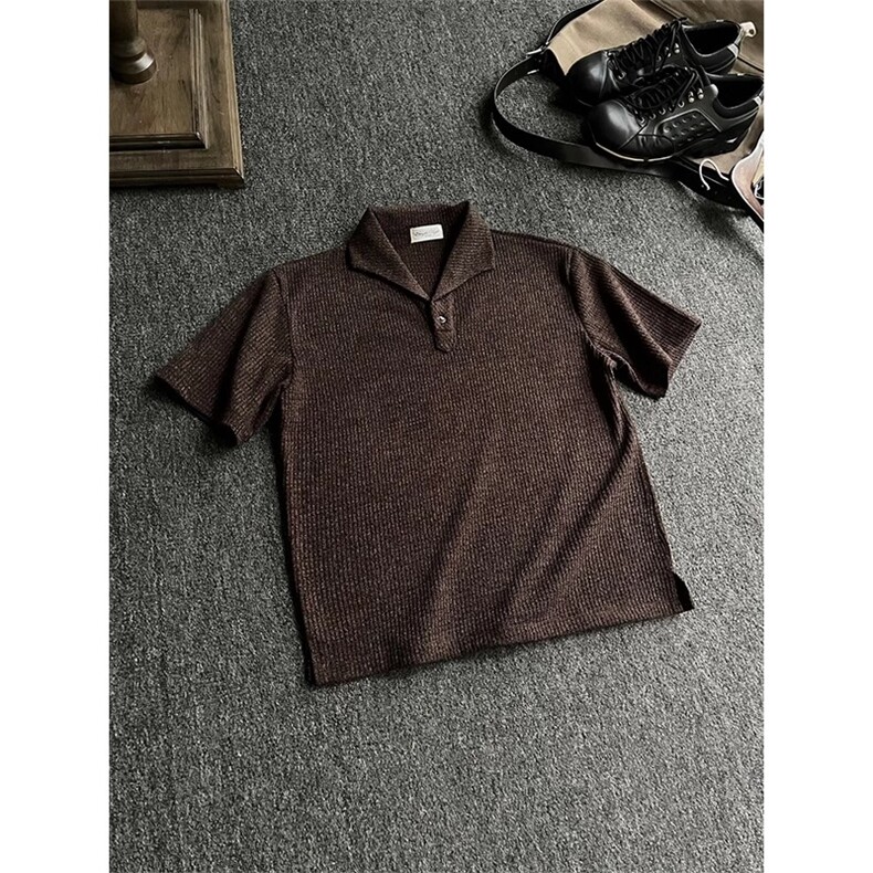 老钱风正肩短袖polo衫百搭半袖T恤上衣TX3206特P42，男装Polo衫，星座908-1