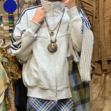 立领春秋宽松灰色夹克卫衣男女潮2025新品百搭潮流网红上衣三条杠，男装夹克，星座506A