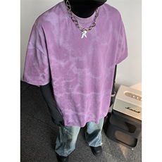 抖音得物高品质二开240克美式高街复古做旧潮牌扎染印花短袖T恤，男装T恤，电商A486