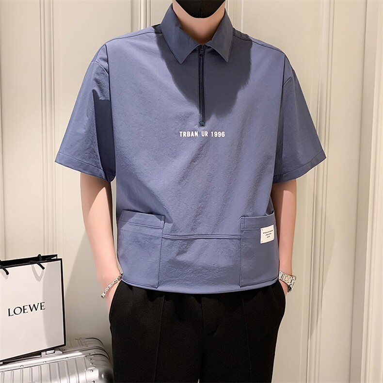 23年夏季男士翻领T恤A210-8035-p4890%锦纶10%氨纶,男装T恤,电商A210