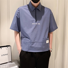 23年夏季男士翻领T恤A210-8035-p4890%锦纶10%氨纶，男装T恤，电商A210