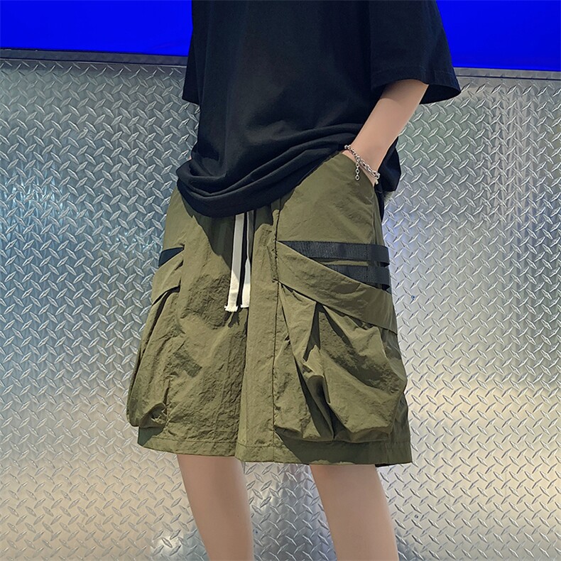 夏季飘带大口袋设计感短裤男潮牌五分裤街头百搭工装裤 K3005-P26图片