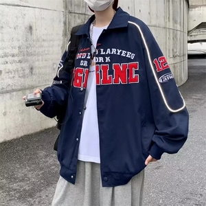 春秋季ins潮牌高街宽松外套新款字母刺绣飞行员夹克男 W6987-P58图片
