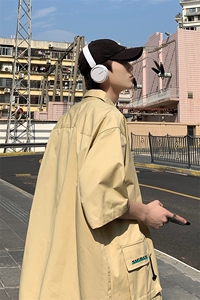 CS4002-P55 夏季新款工装质感短袖衬衫男士工装衬衣韩版时尚 控78图片