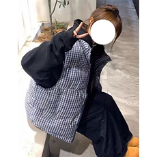 无袖格子坎肩棉衣马甲女秋冬宽松立领棉服夹棉外套MJ1110，男装棉衣，星座1116A（原606A-3）