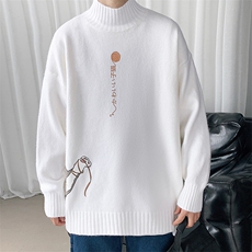M18013-P45加绒P65半高领毛衣男士大码针织衫男毛线衣男线衫，男装针织衫/毛衣，电商A040