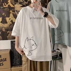 YT26149-P30亚麻短袖t恤男大码五分袖男宽松七分袖海报风，男装T恤，电商A040