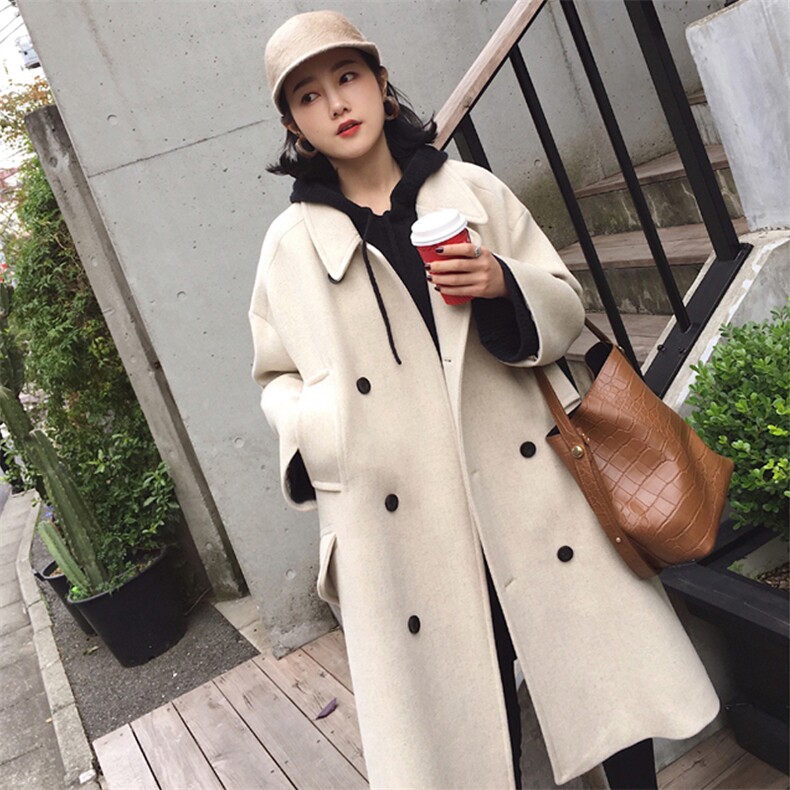 赫本风毛呢外套中长款2021年冬季新款森系宽松斗篷大衣女呢子大衣图片