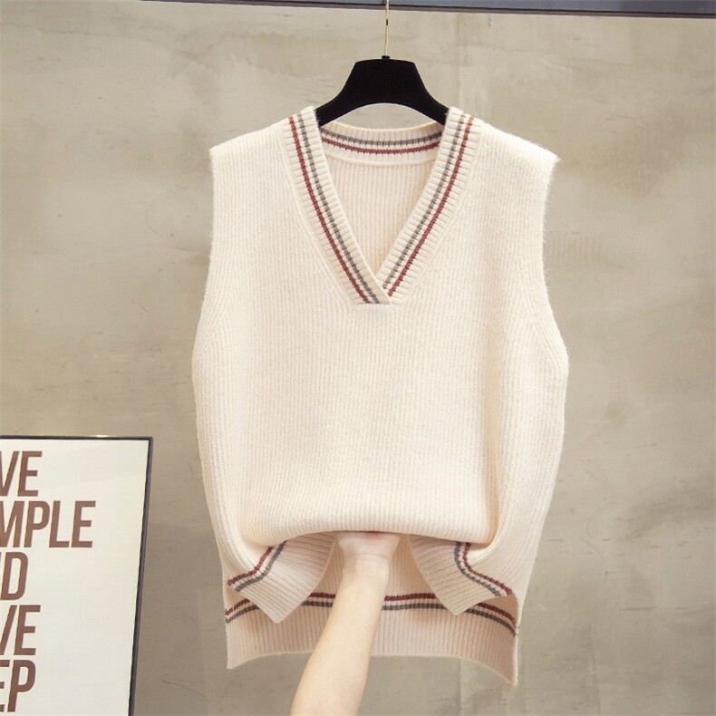 羊绒v领针织马甲女秋季新款宽松短款毛背心大码外搭毛衣坎肩柔软，女装马甲，洁纯羊绒