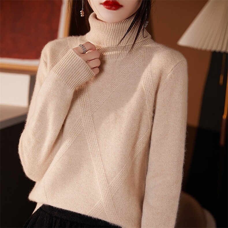 高领女加厚短款2024年新款秋冬季内搭洋气打底针织羊毛衫,女装羊毛衫,琳尚羊绒