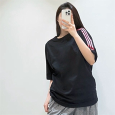 抖音得物品质二开240克宽松纯棉美式潮牌印花三条杠中性风短袖T恤，男装T恤，电商A486