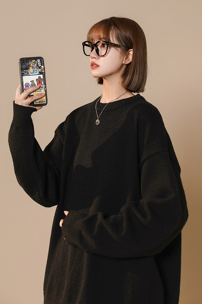 中性风23新款冬季宽松字母印花潮流毛衣M800特批P35加绒45控58,男装针织衫/毛衣,A247A