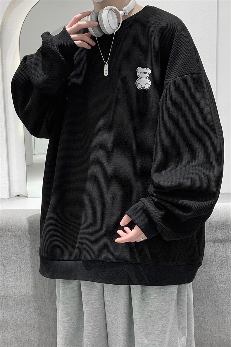 华夫格卫衣圆领卫衣男大码长袖t恤男外套HW76292-P30,男装卫衣,电商A040