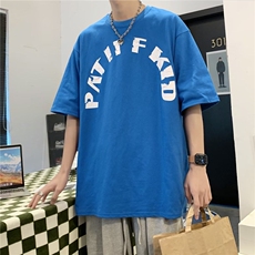 美式复古重影爱心短袖T恤男夏新款情侣高街五分袖上衣TT017-P25，男装T恤，星座911-3