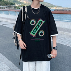 JT55171-P25假两件短袖t恤男大码胖子半袖体恤半截袖港风，男装T恤，电商A040