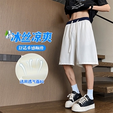 特批P23无差价夏季冰丝撞色冰感五分短裤男垂感直筒短裤DK5801，男装牛仔裤，电商A001