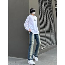 B221美式ins高街暗黑小众毛边修身小脚牛仔裤LK23020-P60控78，男装牛仔裤，电商B221