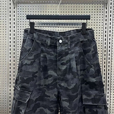 CP1180-P49高街迷彩牛仔短裤男夏季新款工装七分裤宽松阔腿裤，男装牛仔裤，电商B323A