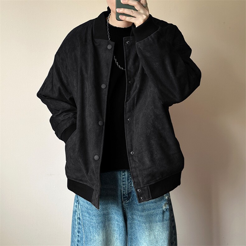 现货刺绣鹿皮绒夹克外套宽松休闲棒球服男A351-AJ2595-特批P95,男装夹克,电商A351