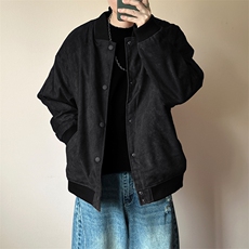 现货刺绣鹿皮绒夹克外套宽松休闲棒球服男A351-AJ2595-特批P95，男装夹克，电商A351