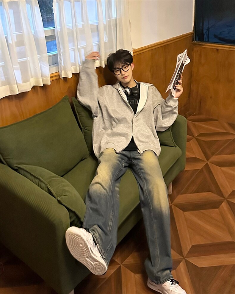 美式ins高街hiphop重工艺水洗微喇复古蓝牛仔裤货号K2320-1P55,男装牛仔裤,电商A063