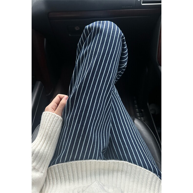 自拍图YK86033-P4875%棉%聚酯纤维美式复古蓝色条纹牛仔裤,男装牛仔裤,电商A086-1