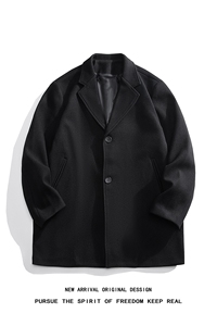 N9109/P90秋冬新款呢料毛呢西服男宽松外套上衣潮流宽松呢大衣图片