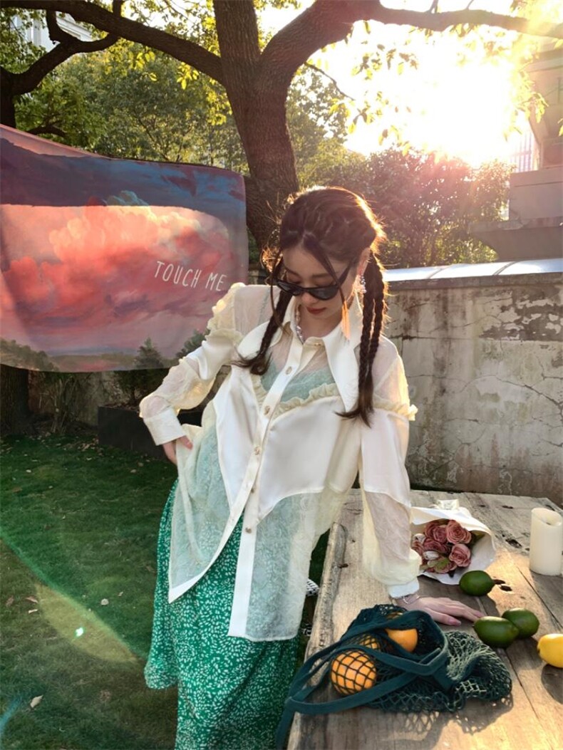 奶油坨坨防晒衬衫，女装衬衫，Queena PHoebe