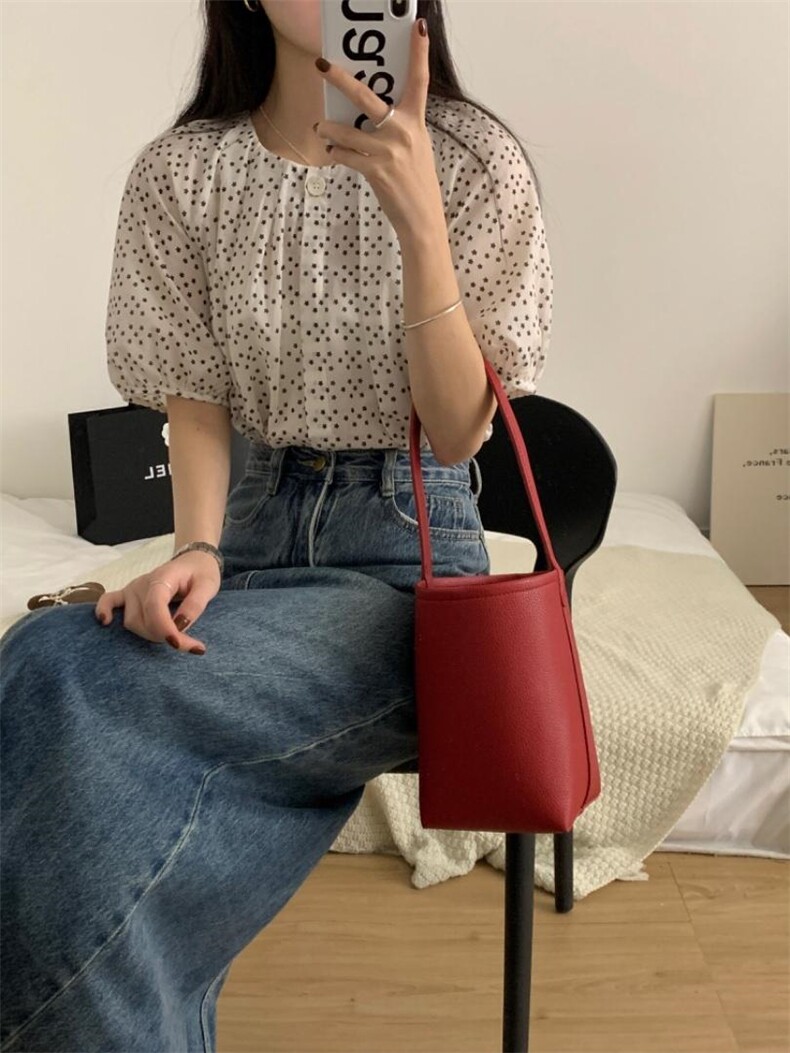 上新推荐泡泡袖圆领花朵小衫，其它，DAP