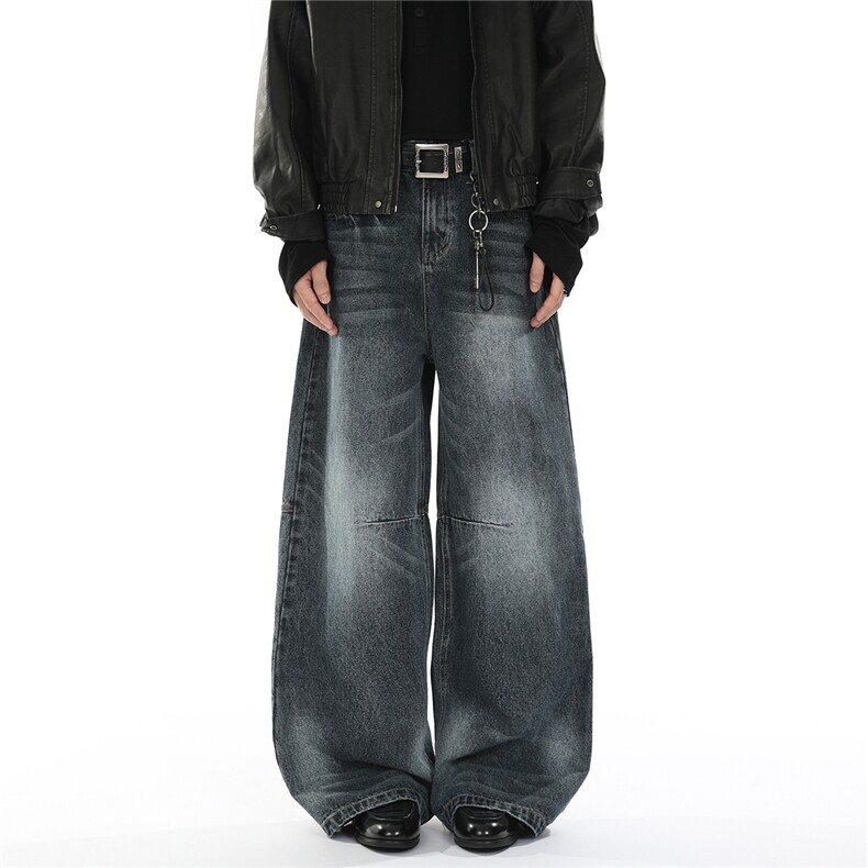 xz905-2-Z087#P65-（控98）美式宽松阔腿牛仔裤，男装牛仔裤，星座905-2