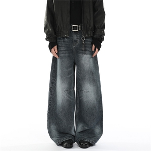 xz905-2-Z087#P65-（控98）美式宽松阔腿牛仔裤，男装牛仔裤，星座905-2