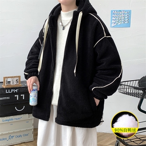 冬装港风羊羔绒时尚连帽外套羊羔毛羽绒服男女8153-P195控价268